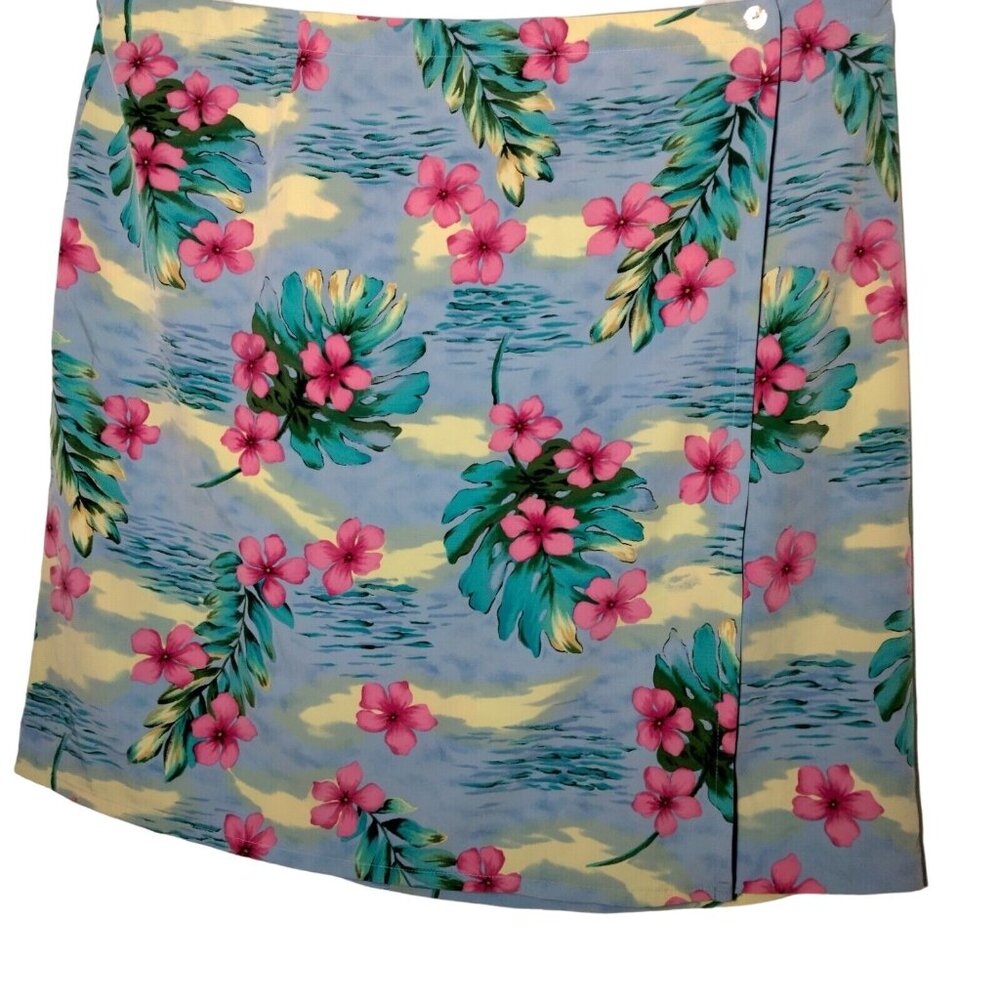 Susan Graver Style Skirt Plus Size 3X Knee Length Tropical Floral Beach Wrap